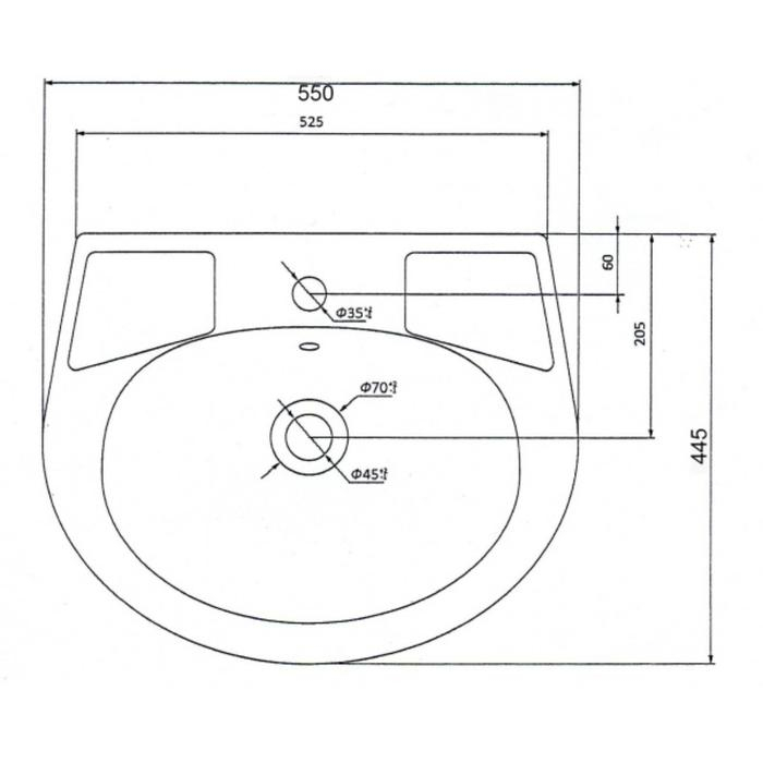 Умывальник ЛЗСФ Умывальник ЛЗСФ "Антей", ширина 550 мм, с переливом, с отверстием под смеситель
