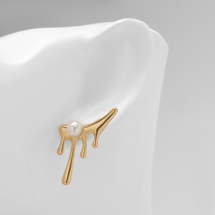 Серьги с жемчугом &laquo;Таяние&raquo; круг, цвет золото