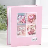 Фотоальбом на 40 фото 10х15 см "Розовое сердце в цветах" в коробке 4,5х14х17 см