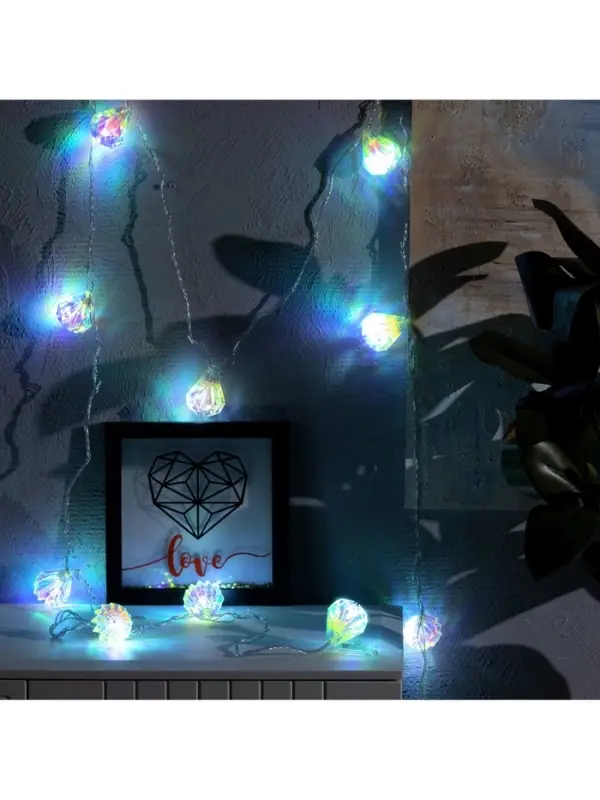 Гирлянда &laquo;Нить&raquo; 2.5 м с насадками &laquo;Груши&raquo;, IP20, прозрачная нить, 10 LED, свечение белое, 220 В