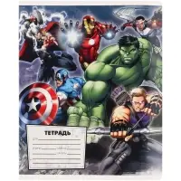 Тетрадь в клетку 12 листов, 5 видов МИКС, обложка мелованный картон, &laquo;Мстители&raquo;