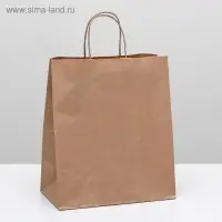 Пакет крафт без печати, круглая ручка 24×14×28 см