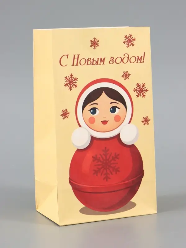 Пакет без ручек  &laquo;С Новым годом&raquo;, неваляшка, 10 &times; 19,5 &times; 7 см