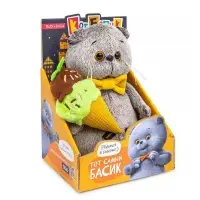 Мягкая игрушка &laquo;Кот Басик&raquo; с мороженым, 19 см