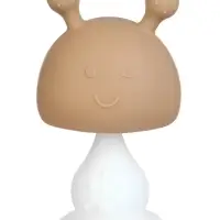 Прорезыватель силиконовый для зубов с погремушкой 3 в 1 M&B «Зайка», бежевый