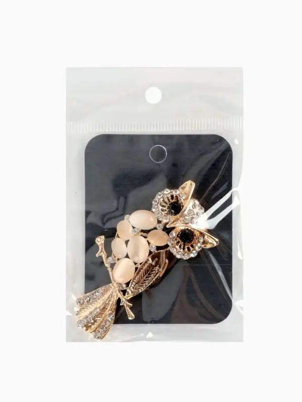 Брошь &laquo;Сова&raquo;, белая в золоте