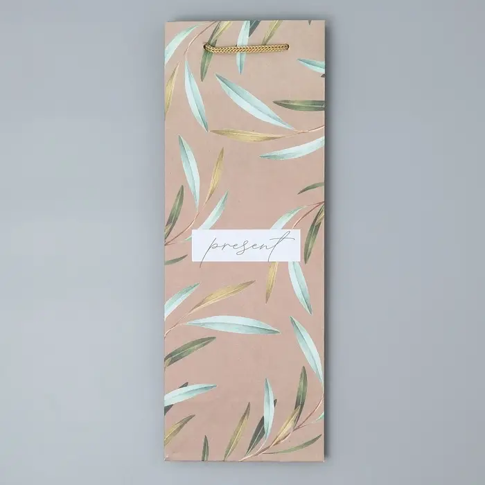 Пакет подарочный под бутылку, упаковка, Present, 36 х 13 х 10 см