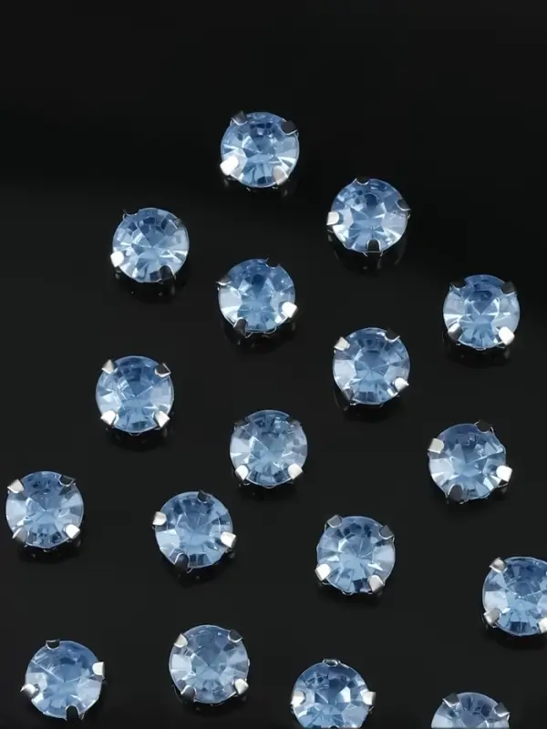 Стразы пришивные «Шатон», круглые, в цапах, d=8 мм, 20 шт., голубые