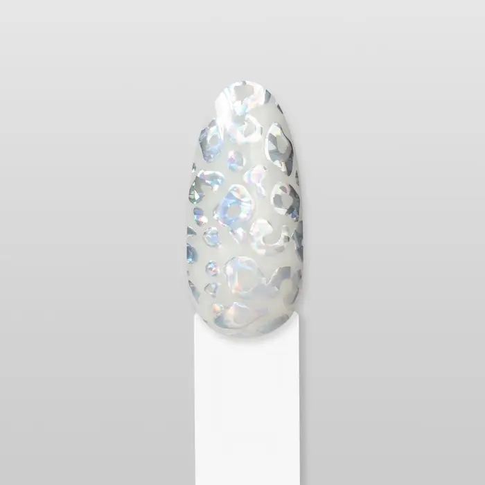 Наклейки для ногтей «Леопард», фольгированные, голографические, цвет серебристый