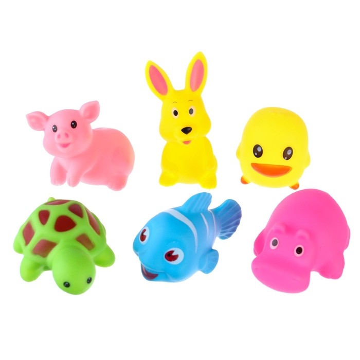 Набор резиновых игрушек для ванны «Малыши», 6 шт, с пищалкой, Крошка Я Набор резиновых игрушек для ванны «Малыши», 6 шт, с пищалкой, Крошка Я