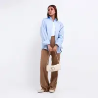 Сумка женская багет на молнии, 26&times;5&times;10.5 см, молочная