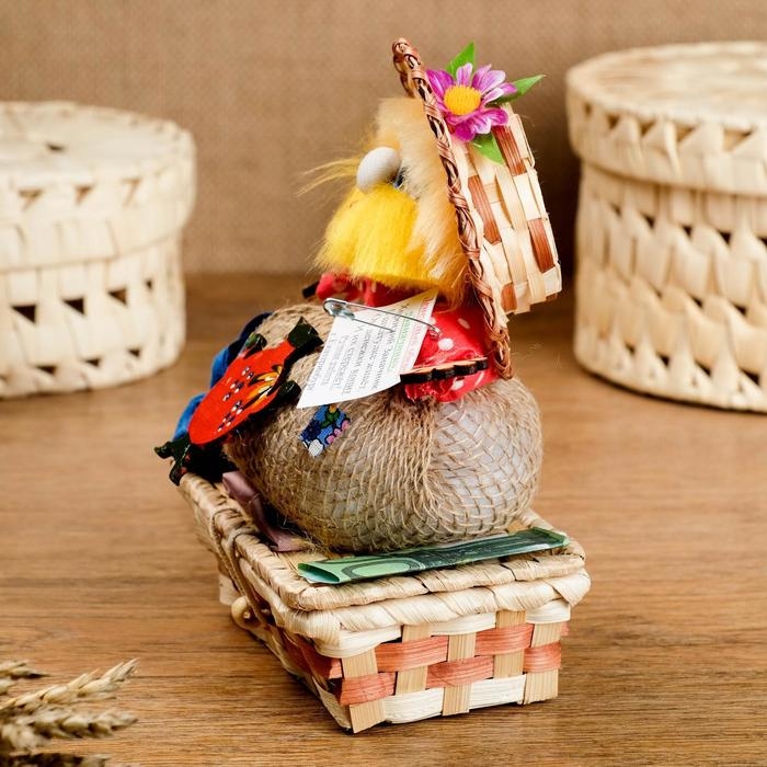 Оберег - шкатулка «Домовой», на сундучке, 12х17х19 см, микс Оберег - шкатулка «Домовой», на сундучке, 12х17х19 см, микс