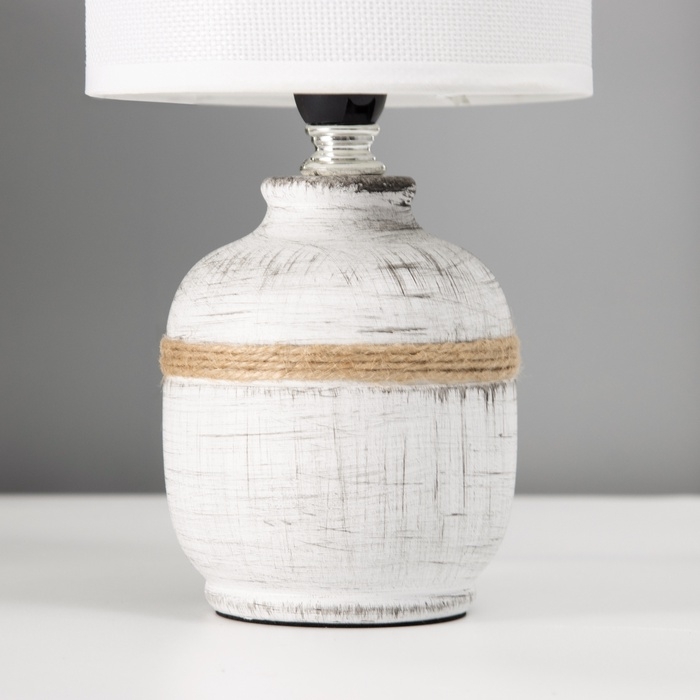 Настольная лампа с абажуром RISALUX «Шарлотта», Е14, 40 Вт, бело-чёрный, 13×13×27 см