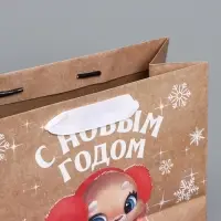 Пакет подарочный новогодний крафтовый горизонтальный &laquo;Хлопушки&raquo;, MS 23 х 18 х 10 см