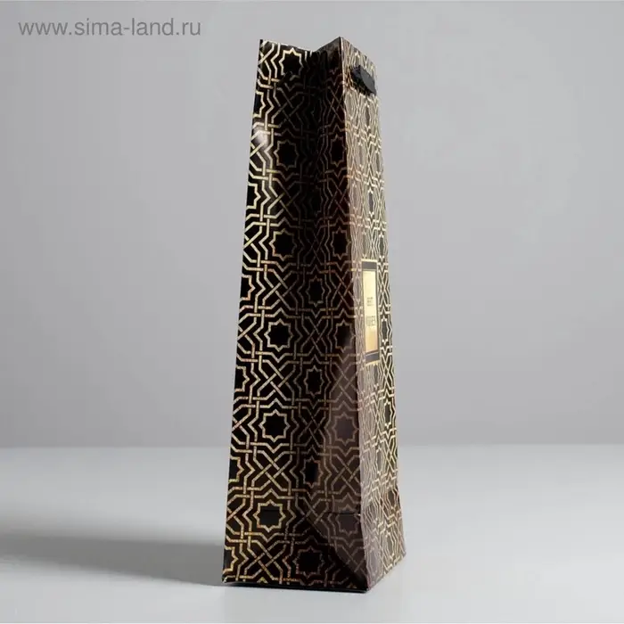Пакет подарочный ламинированный под бутылку, упаковка, Best wishes, 13&times;35&times;10 см