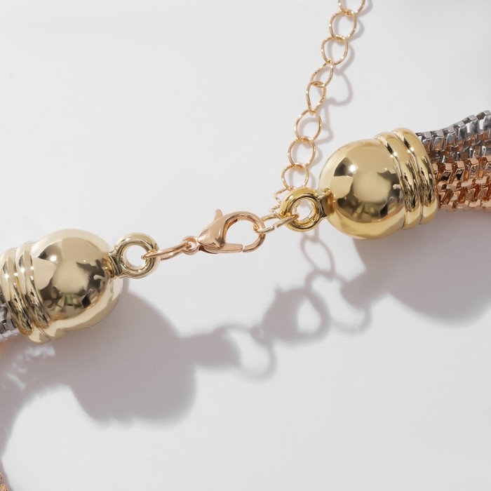 Колье «Цепь» стерео, косичка, цвет серебряно-золотой, 40 см Колье «Цепь» стерео, косичка, цвет серебряно-золотой, 40 см