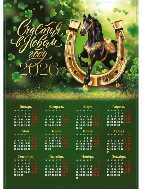 Календарь 2026 &laquo;Счастья в новом году&raquo;, А3