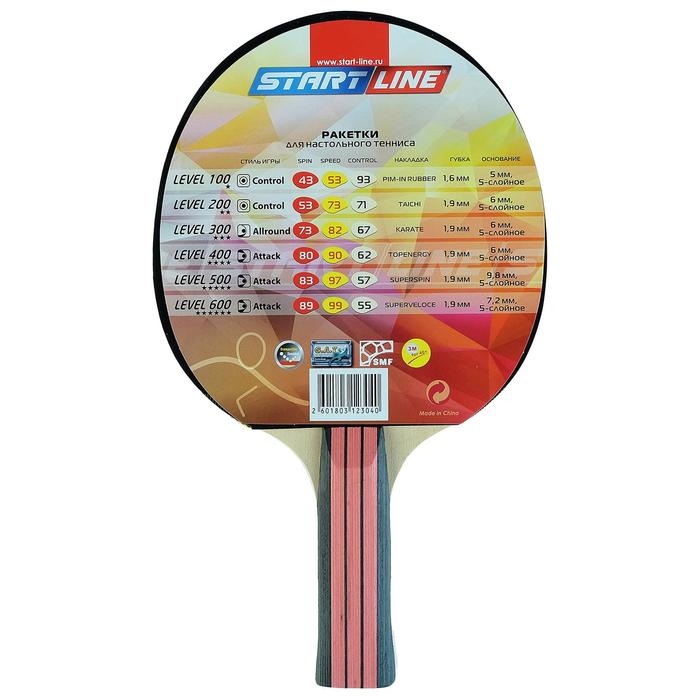 Ракетка для настольного тенниса Start line Level 200 с анатомической ручкой Ракетка для настольного тенниса Start line Level 200 с анатомической ручкой