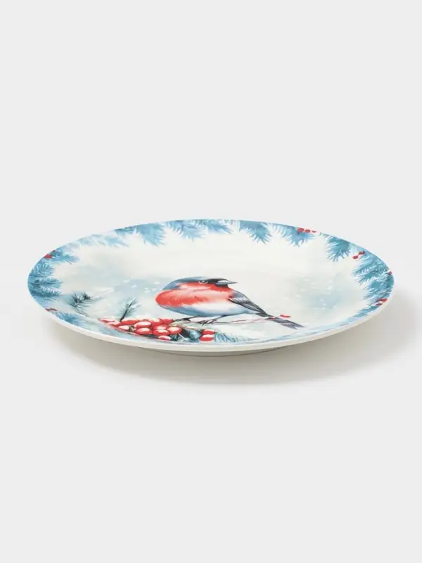 Тарелка новогодняя Доляна «Зимний вечер», d=20.5 см, фарфор, белая Тарелка новогодняя Доляна «Зимний вечер», d=20.5 см, фарфор, белая