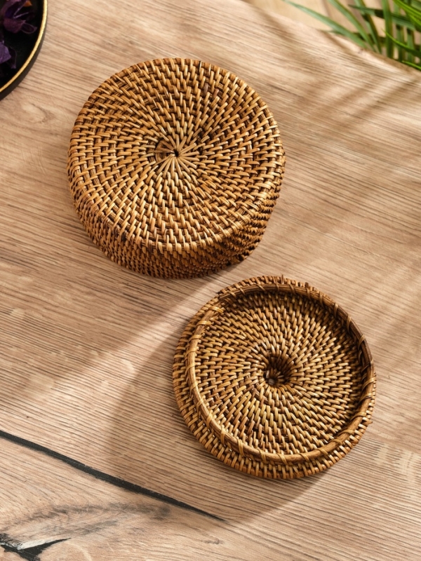 Корзинка плетеная ротанг, 12х12х8 см