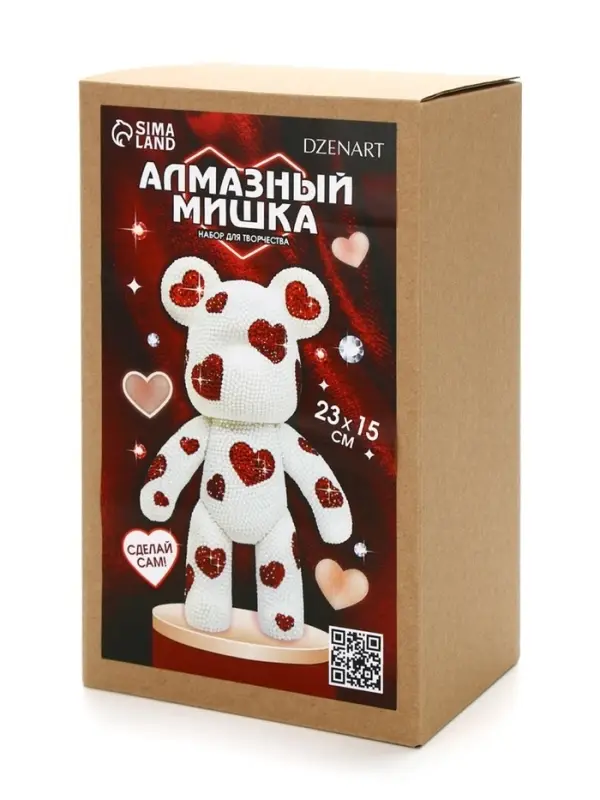 Алмазная мозаика на фигурке &laquo;Медведь с сердечками&raquo;