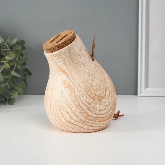 Копилка для денег &laquo;Свинья мордашка с большим пяточком&raquo;, керамика под дерево, 13.3&times;11.7&times;16.3 см