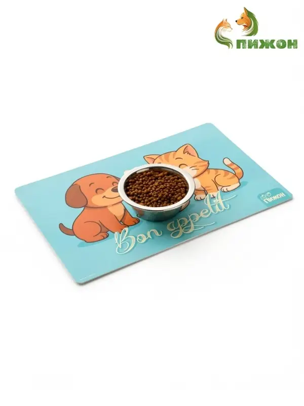 Коврик под миску Пижон &laquo;Вместе вкуснее&raquo; с нескользящим основанием 43&times;28 см