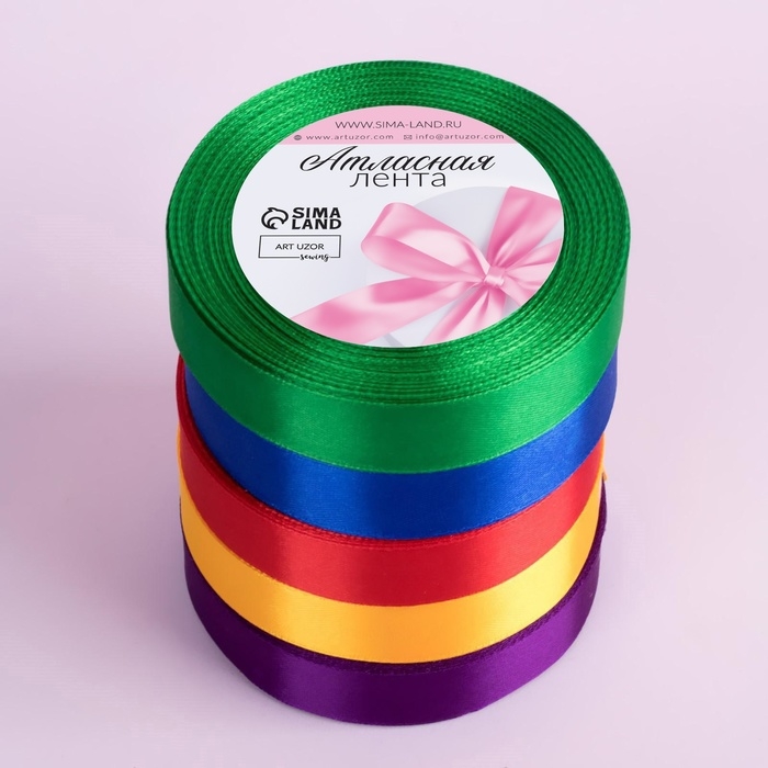 Набор атласных лент «Радуга», 5 шт, размер 1 ленты: 20 мм × 23 ± 1 м Набор атласных лент «Радуга», 5 шт, размер 1 ленты: 20 мм × 23 ± 1 м