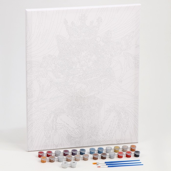 Картина по номерам на холсте с подрамником  Картина по номерам на холсте с подрамником "Кот с ангелами" 40*50 см