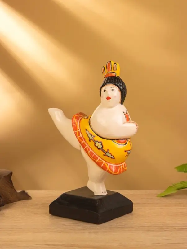 Фигурка на подставке «Балерина», 13×8×21 см, дерево, оранжевая