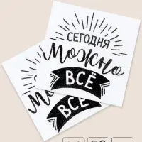 Салфетки бумажные однослойные &laquo;Сегодня можно всё&raquo;, 24&times;24 см, набор 50 шт.