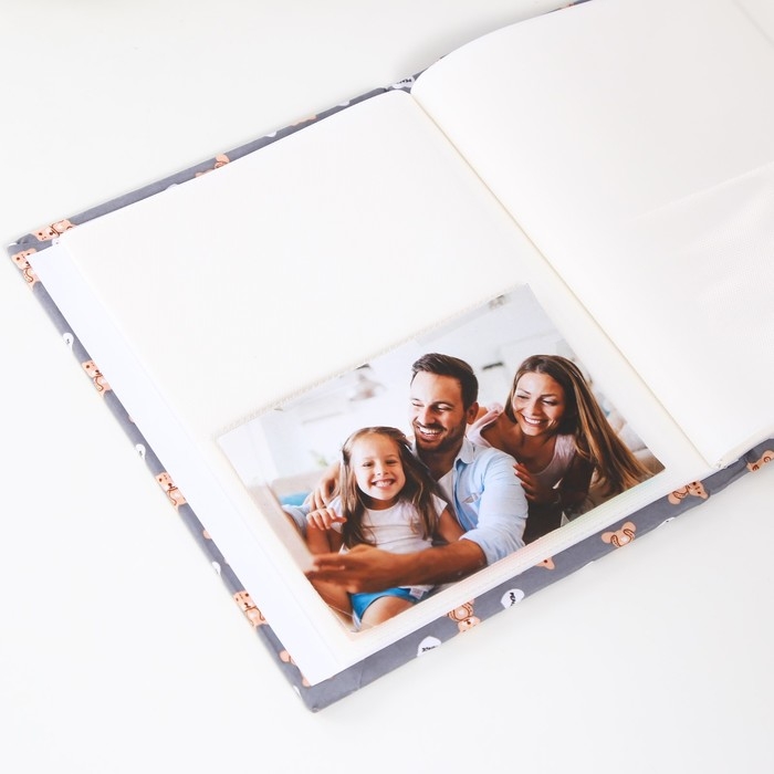 Фотоальбом на 80 фото 10х15 см Фотоальбом на 80 фото 10х15 см "Мишки и сердечки" текстиль 5,2х19х23 см