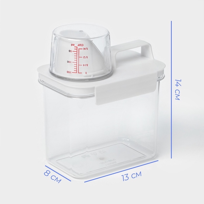Контейнер для стирального порошка и кондиционера, с мерным стаканом, 1100 мл Контейнер для стирального порошка и кондиционера, с мерным стаканом, 1100 мл