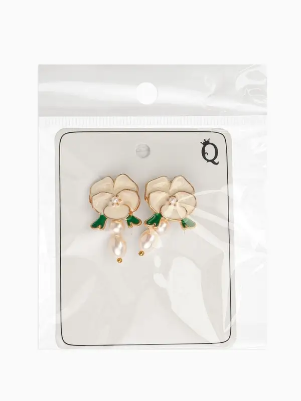 Серьги Серьги "Цветок кувшинки", цвет белый в золоте