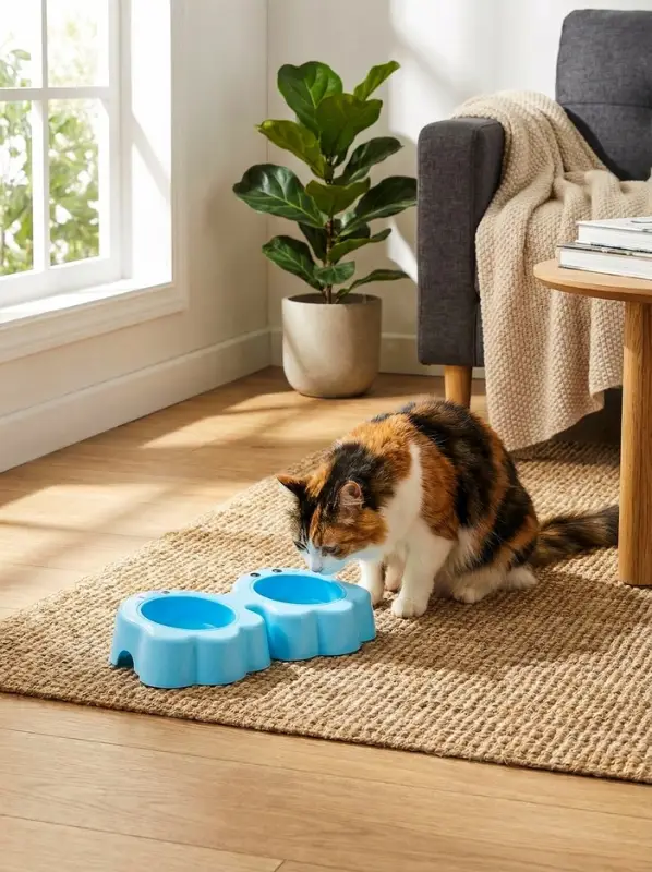 Миска пластиковая двойная "Приведение" 2 х 160 мл, голубая