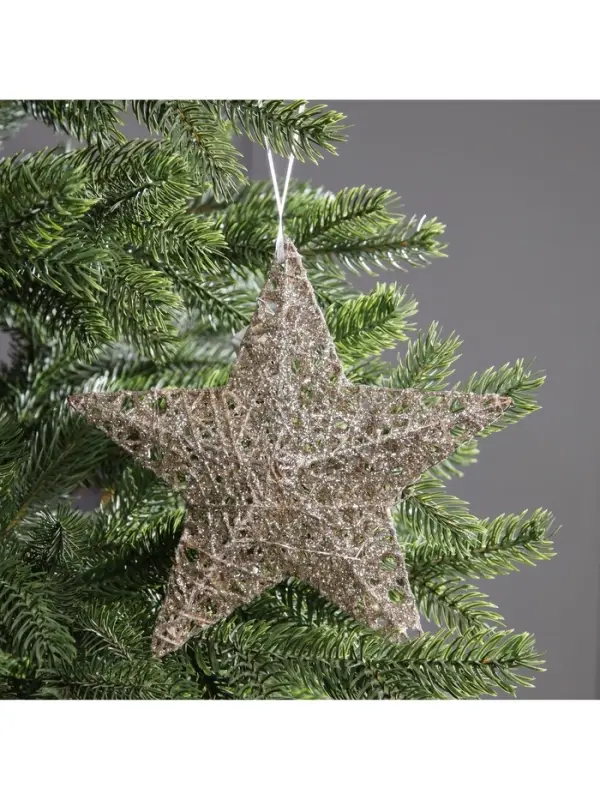 Подвеска световая &laquo;Звезда золотистая&raquo;, 20&times;20&times;5 см, 10 LED, от батареек AG13&times;3, свечение тёплое белое