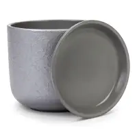 Горшок цветочный с поддоном 3 л, d18/h15,5 см серый керамика, "Перл" (М)