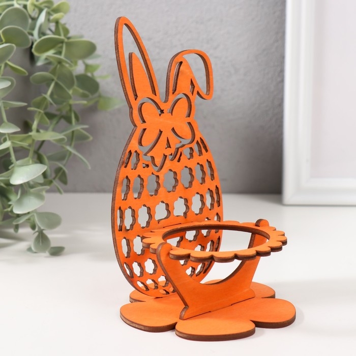 Подставка под яйцо Подставка под яйцо "Зайка" 8,5х8,5х14,5 см (набор 4 детали) оранжевый