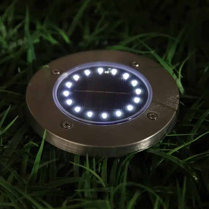 Садовый светильник, уличный, на солнечной батарее, 16 LED, свечение белое