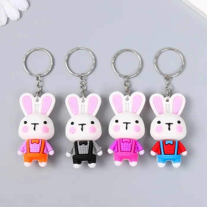 Брелок резина Брелок резина "Зайчик в комбинезоне" МИКС 3х1,7х6 см