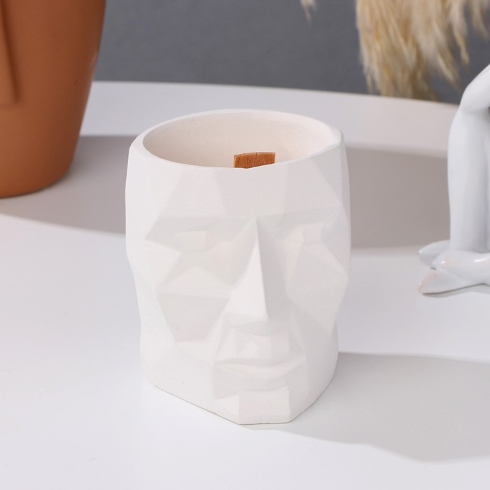 Свеча из соевого воска в кашпо «Геометрическая голова», 9×7.5 см, белая Свеча из соевого воска в кашпо «Геометрическая голова», 9×7.5 см, белая