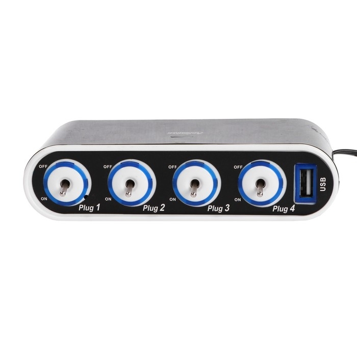 Разветвитель прикуривателя TORSO, 12-24 В, USB, провод 50 см, подсветка Разветвитель прикуривателя TORSO, 12-24 В, USB, провод 50 см, подсветка