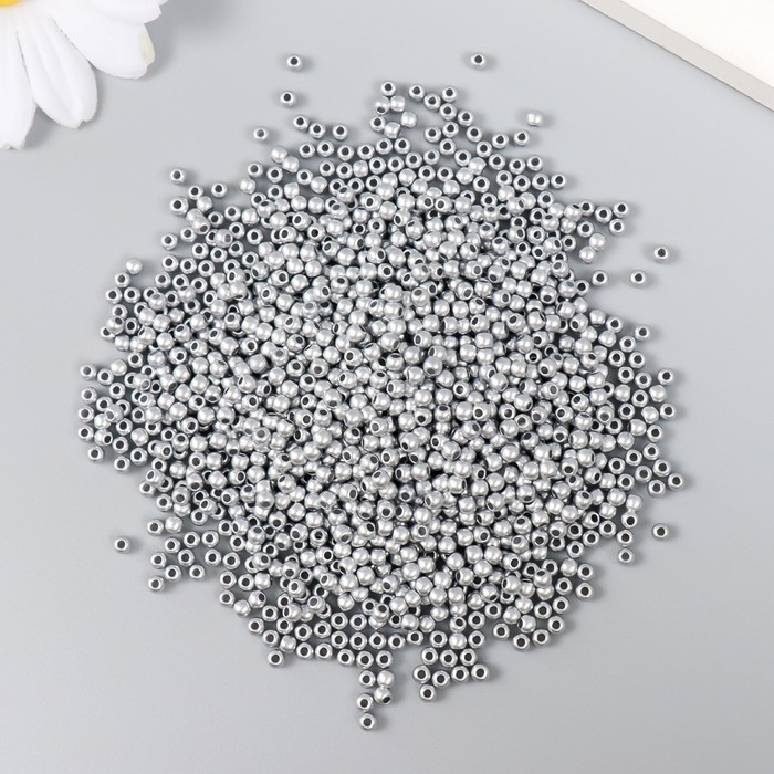 Набор бусин Набор бусин "Рукоделие" пластик, диаметр 3 мм, 25 гр, серебряный