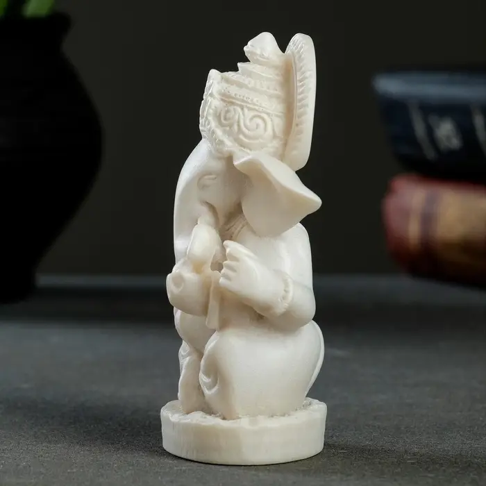 Фигурка &laquo;Ганеша&raquo;, 10 см, белый, мраморная крошка