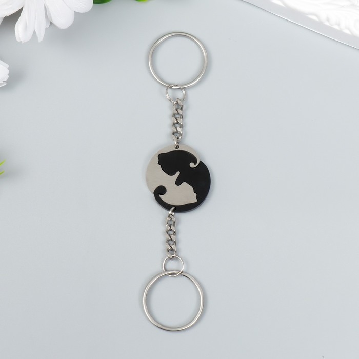 Брелок металл 2в1  Брелок металл 2в1 "Инь-ян - два котёнка" 7х2 см