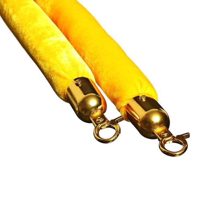 Канат бархатный оградительный, 1.5м, золотой наконечник, желтый