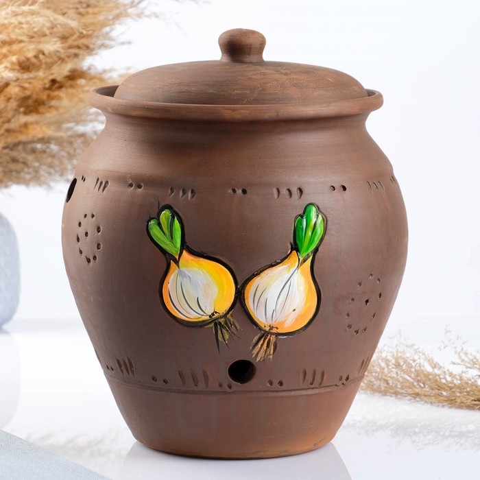 Банка для хранения лука 5 л, роспись, молочение Банка для хранения лука 5 л, роспись, молочение