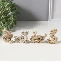 Набор фигурок 4 шт. &laquo;Китайский дракон&raquo;, полистоун, беж, 3&times;4&times;6.5 см