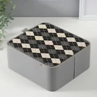 Шкатулка для украшений &laquo;Клетка&raquo;, с зеркалом, искусственная кожа, серая, 20&times;22.5&times;9.5 см