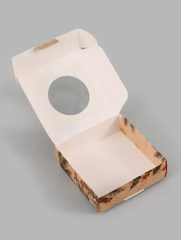 Коробка подарочная складная с окном &laquo;С Новым годом!&raquo;, 10&times;10&times;3 см